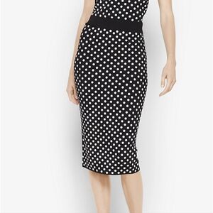 Michael Kors Collection Black and White Polka Dot Midi Skirt